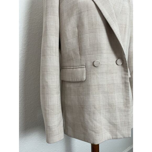 House of Harlow 1960 Jacket Blazer Double Breast Plaid Stretch - Picture 4 of 11